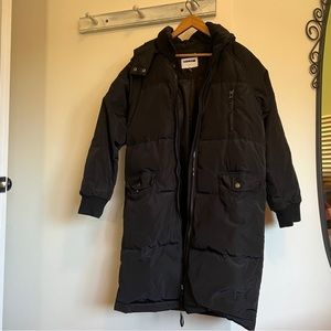 Black long puffer coat from noisy may - manteau puffer noire long de noisy may
